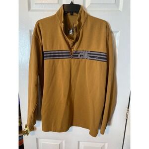 Spyder Mens XL Quarter Zip Pullover Ochre Yellow Stripe Logo Active Sweatshirt
